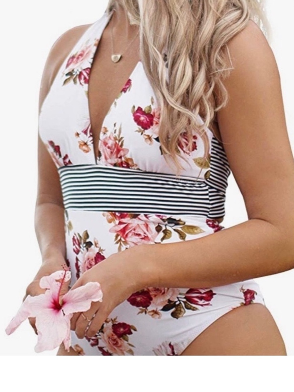 Cupshe floral stripe swimsuit